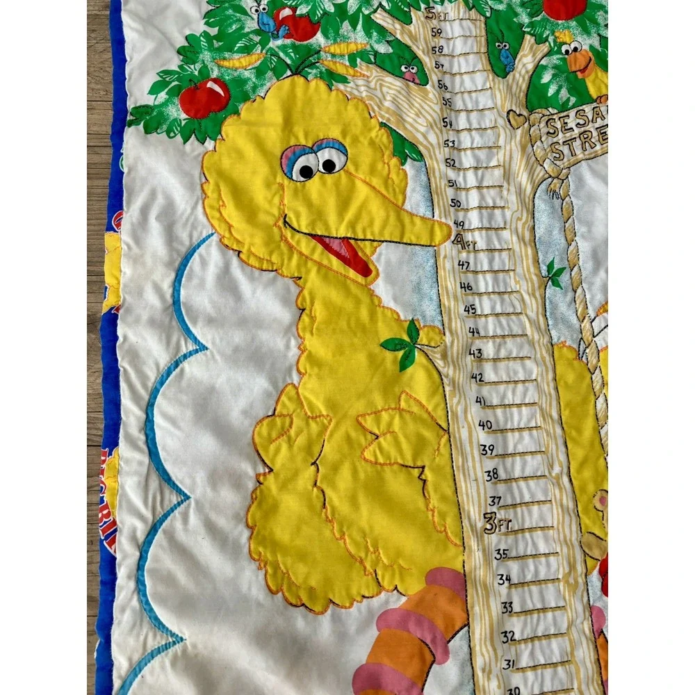 Vintage Sesame Street Big Bird And Elmo Growth Chart Crib Baby Blanket